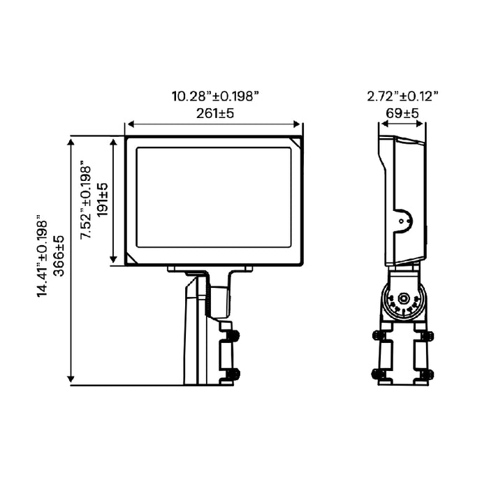 Keene SF100 60W/80W/100W LED SlimFlood Light with Photocell, 3CCT Selectable, Knucle Mount