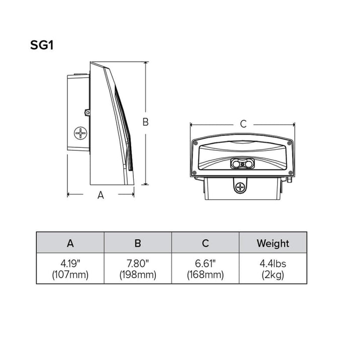 EXO SG1-30 Sling 29W LED Slender Wall Pack, 5000K 3270 Lumens, with Photocell, 120-277V