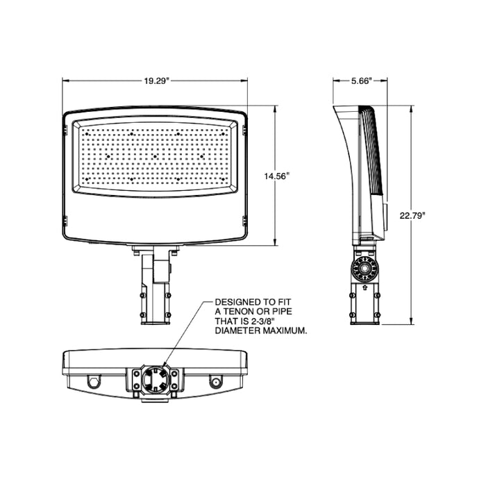 EXO SGF3 Sling 200W Large LED Flood Light, 24703 Lumens, 4000K Slipfitter Knuckle Mount  120-277V