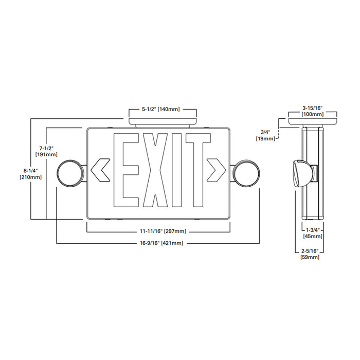 Sure-Lites APC7RG Series Combination LED Exit Sign and Emergency Light