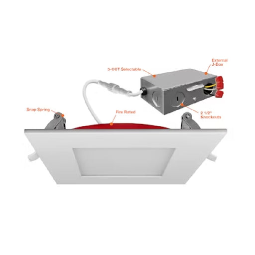 Envision LED 4" 12W External J-Box Square Downlight Slim-Line Fire Rated, 5CCT Selectable