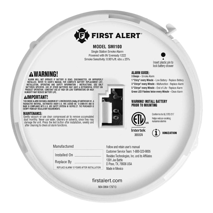 BRK SMI100 Battery-Operated Smoke Alarm