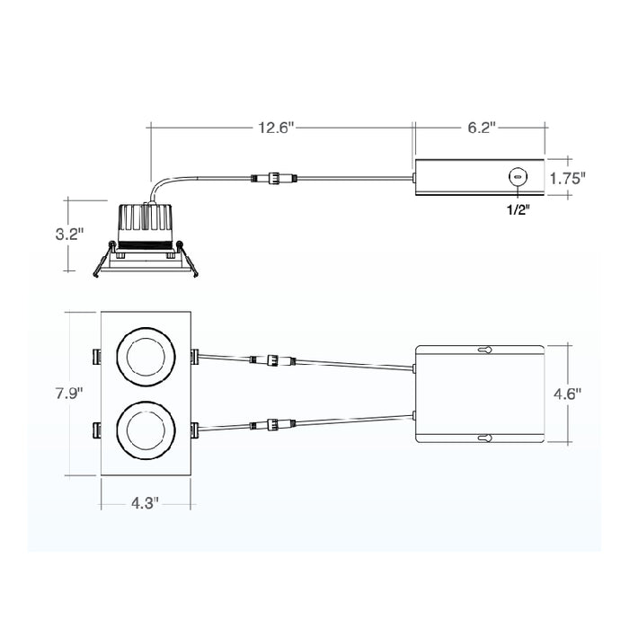 Envision LED 4" Multiple Double Head Downlights, 5CCT Selectable