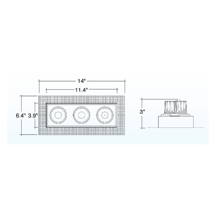 Envision LED 4" Multiple Trimless Triple Head Downlights, 5CCT Selectable