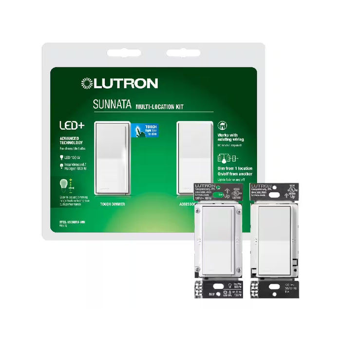 Lutron STCL-153MRH Sunnata 150W 3-Way/Multi Location LED+ Dimmer Switch and Accessory Switch