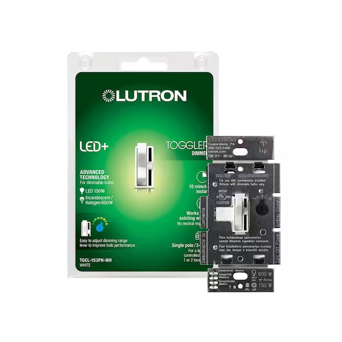 Lutron TGCL-153PH Toggler Single-Pole/3-Way LED/Incandescent Dimmer Switch