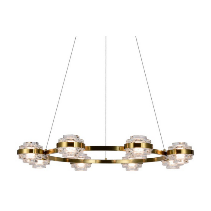 VONN VAC3338 Artisan Milano 8-lt 33" Integrated LED Chandelier - Antique Brass