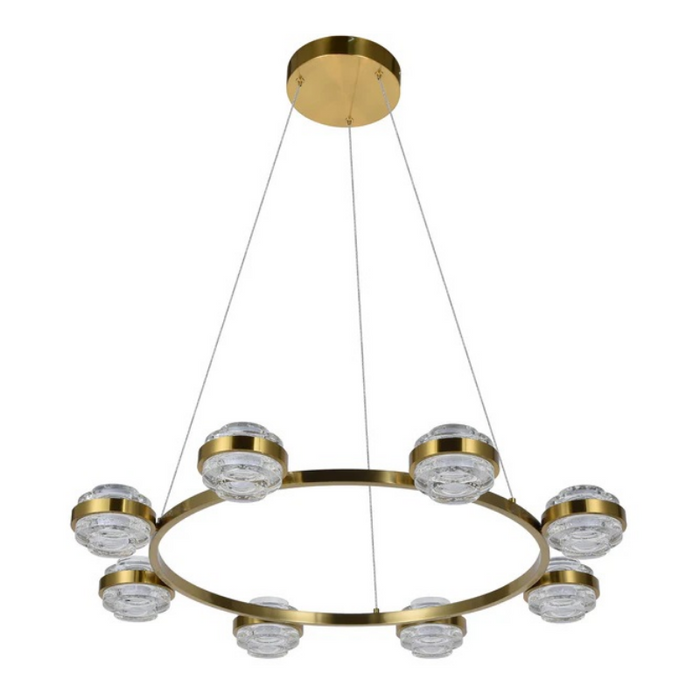 VONN VAC3338 Artisan Milano 8-lt 33" Integrated LED Chandelier - Antique Brass