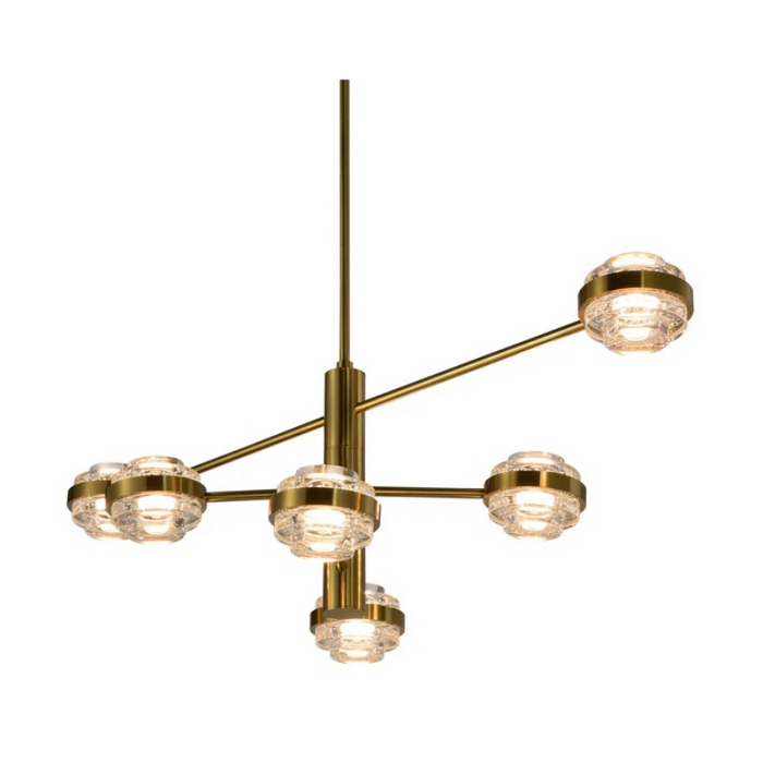 VONN VAC333RD6 Artisan Milano 6-lt 40" Integrated LED Chandelier - Antique Brass