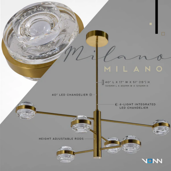 VONN VAC333RD6 Artisan Milano 6-lt 40" Integrated LED Chandelier