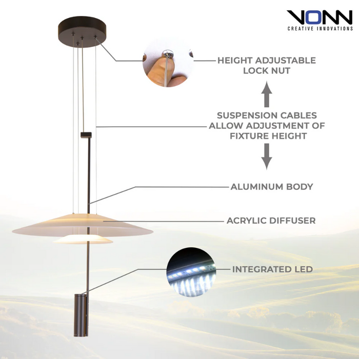 VONN VAP2251 Artisan Positano 2-lt 20" Integrated LED Pendant