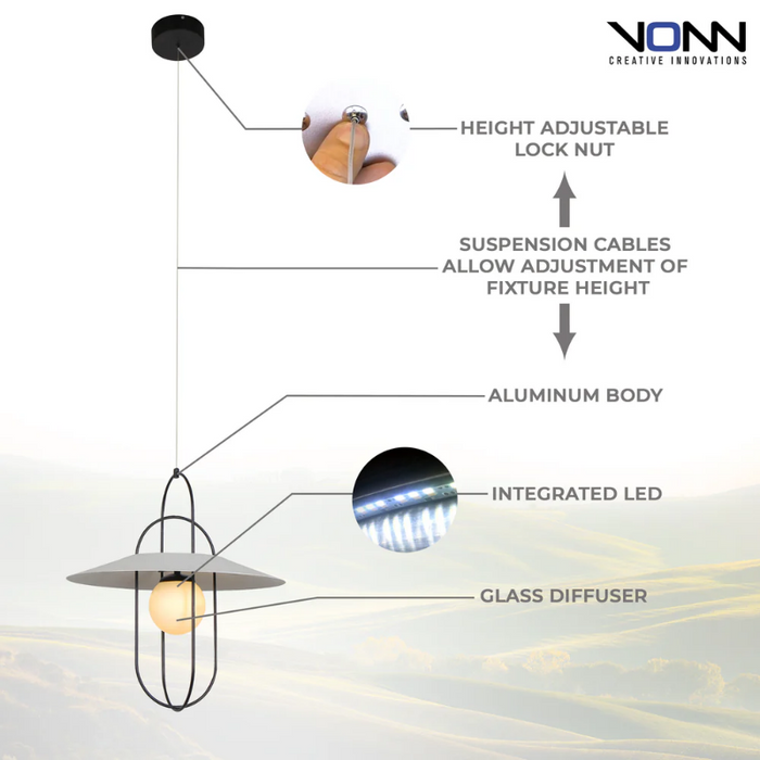 VONN VAP2271 Artisan Lyra 1-lt 18" Integrated LED Pendant