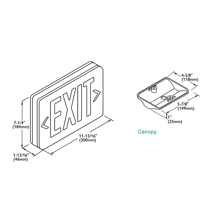 Chloride Value+ VE Series LED Exit Sign, Emergency NiCad Battery