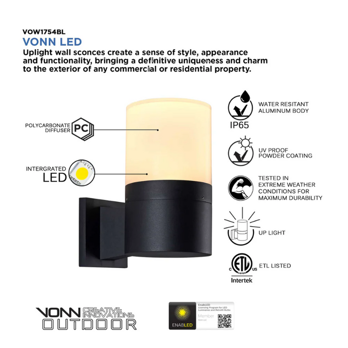 VONN VOW1754 Modern 5W Integrated LED Wall Sconce