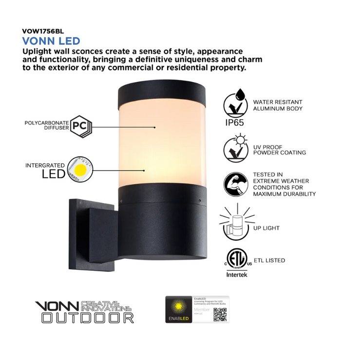 VONN VOW1756 Modern 5W Integrated LED Wall Sconce