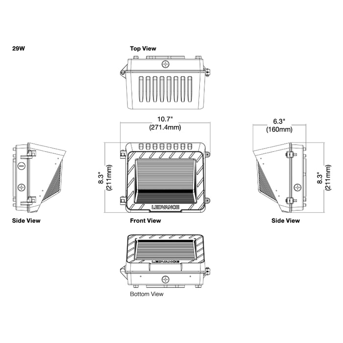 LEDvance 63763 15W/20W/29W LED Dual Selectable Non-Cutoff Wall Pack