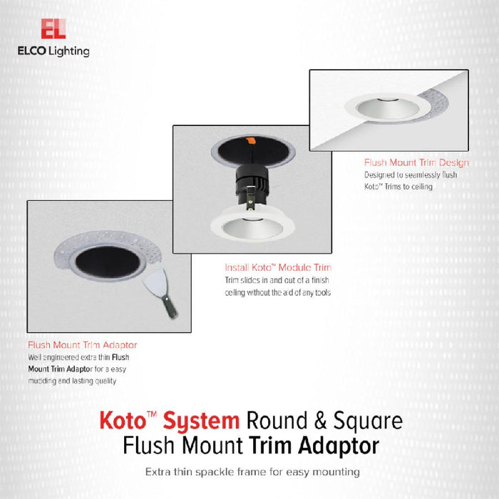 Elco EL4FMS 4" Square Flush Mount Trim Adapter