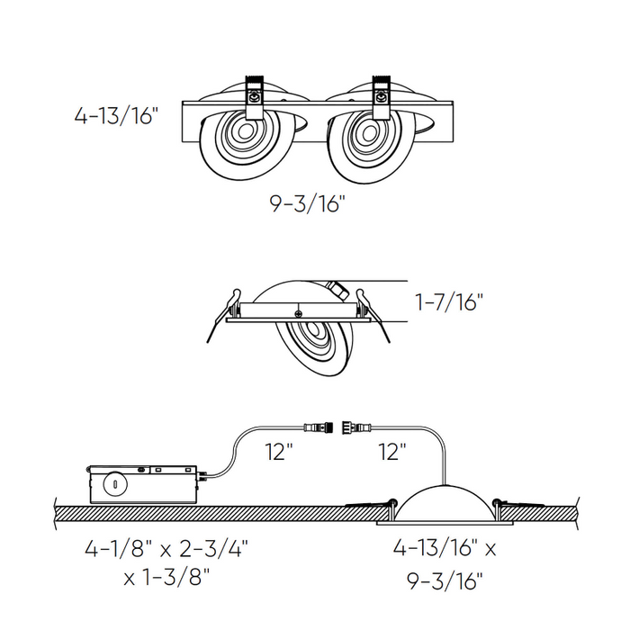 Dals FGM4-CC-DUO Pivot Duo 4" Double Flat Gimbal Recessed, 5CCT Selectable