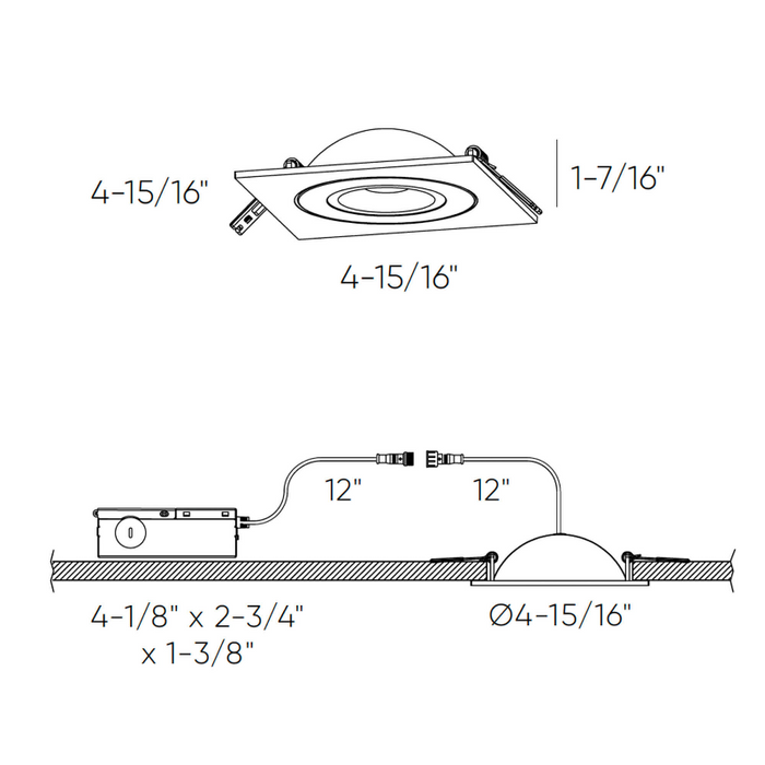 Dals FGM4SQ-CC Pivot 4" Square Gimbal Recessed, 5CCT Selectable