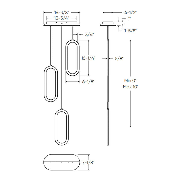 Dals FPDC3-CC Atom Cluster 3-lt 16" LED Pendant