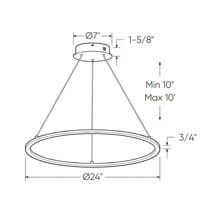 Dals RGPD24-CC Circa 1-lt 24" LED Pendant, 5CCT Selectable