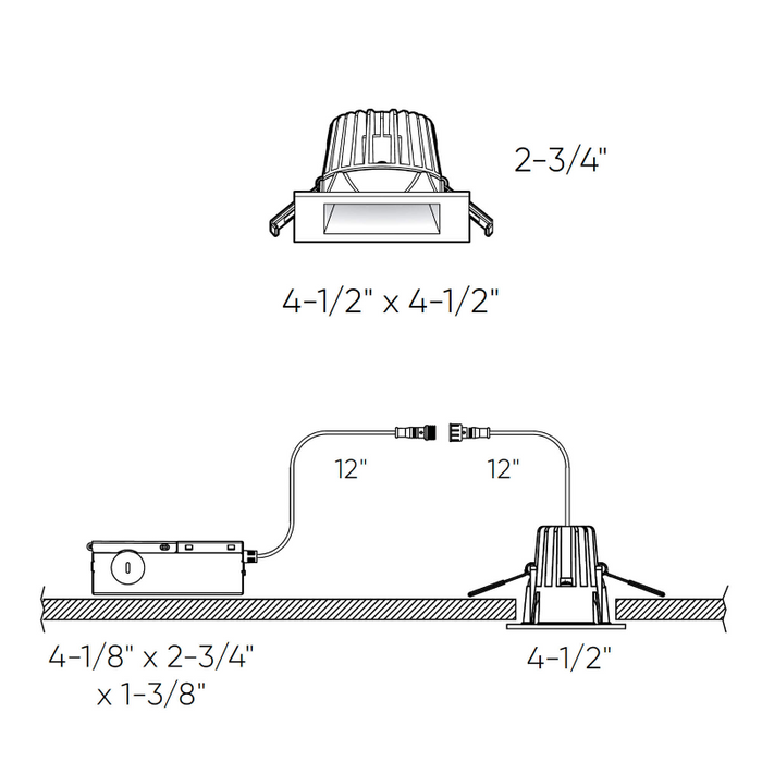 Dals RGR4SQ-CC 4" Square Regressed Downlight, 5CCT Selectable