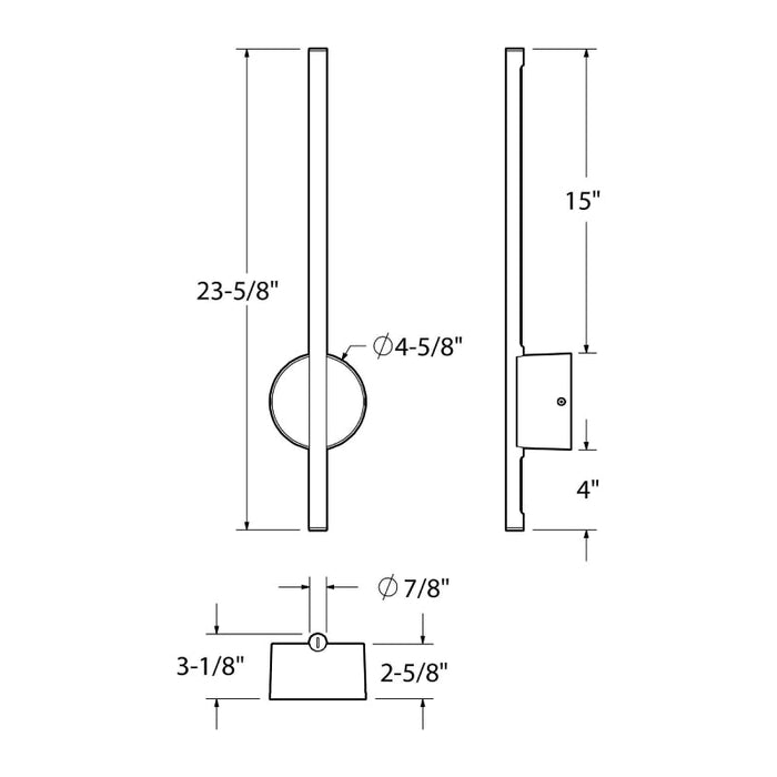 Dals RWS24-CC Midnight 24" Tall LED Outdoor Wall Sconce, 5CCT Selectable