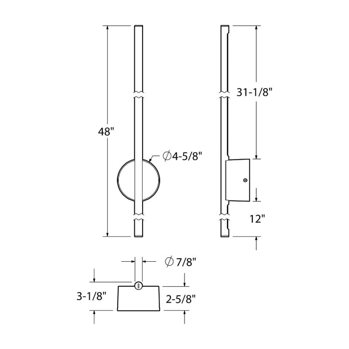 Dals RWS48-CC Midnight 48" Tall LED Outdoor Wall Sconce, 5CCT Selectable