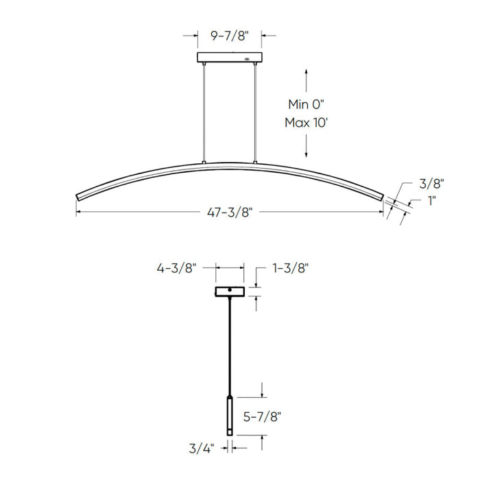 Dals W1PD48-CC Sway 1-lt 48" LED Pendant