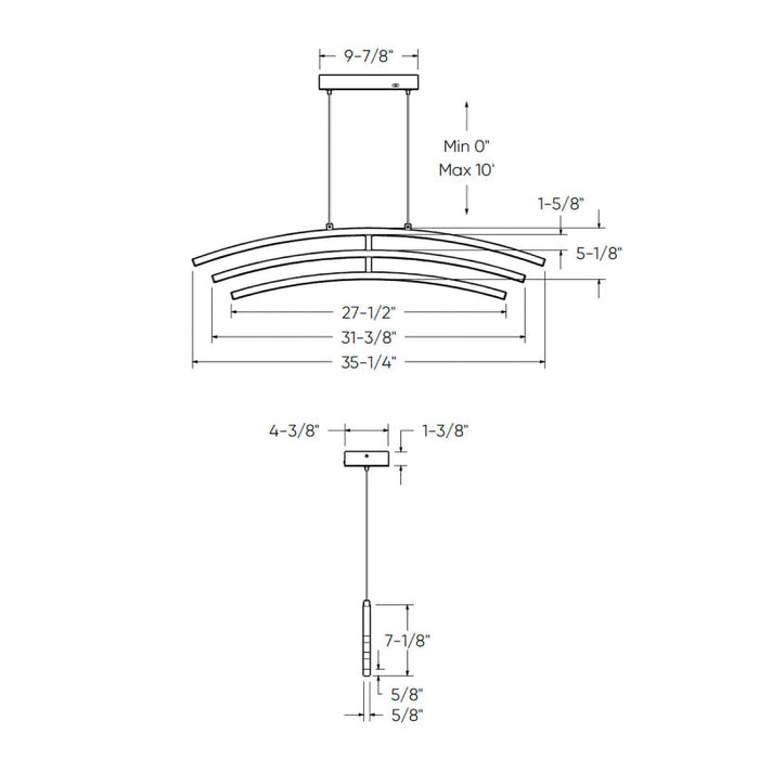 Dals W3PD36-CC Sway 3-lt 36" LED Pendant