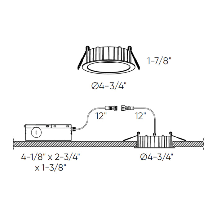 Dals DRR4-CC Notch 4" Regressed Panel, 5CCT Selectable