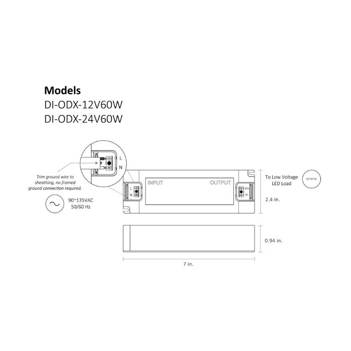 Diode LED OMNIDRIVE X 12V 60W Electronic Dimmable Driver with Junction Box