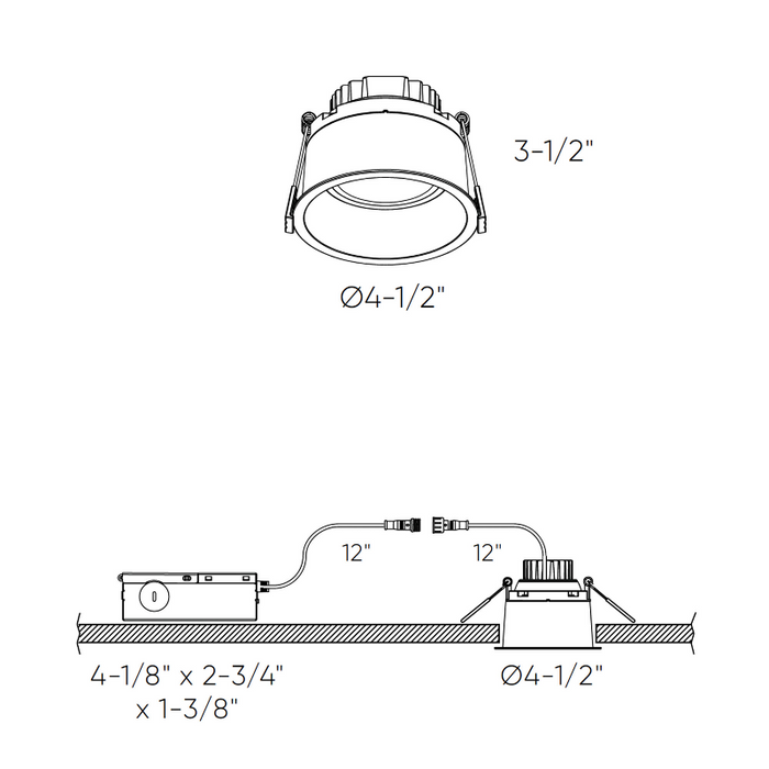 Dals RGM4-CC Facet 4" Regressed Gimbal Downlight with Thin Trim, 5CCT Selectable, 120-347V