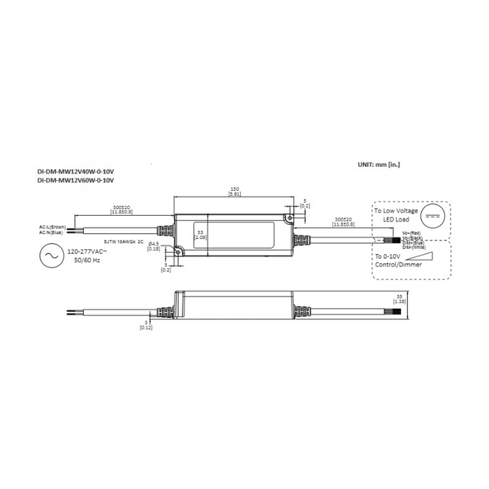 Diode LED 12V 40W Commercial Grade 0-10V Dimmable Driver with NEMA3R Junction Box