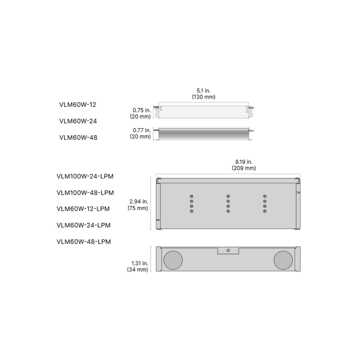 Diode LED VLM Series 24V 60W Constant Voltage LED Driver with Junction Box