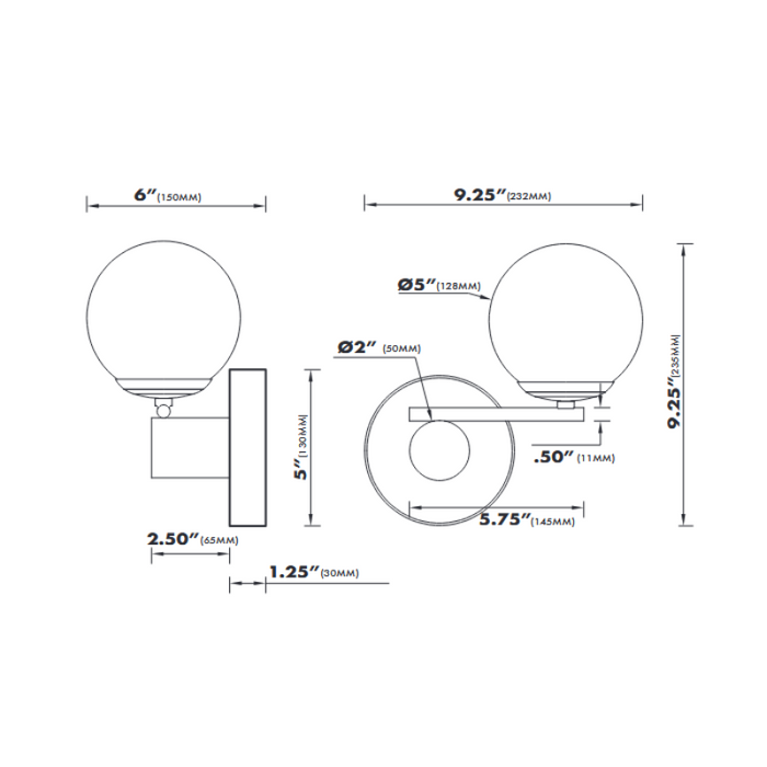 VONN VCW1108 Capri 1-lt 9" Integrated LED Wall Sconce