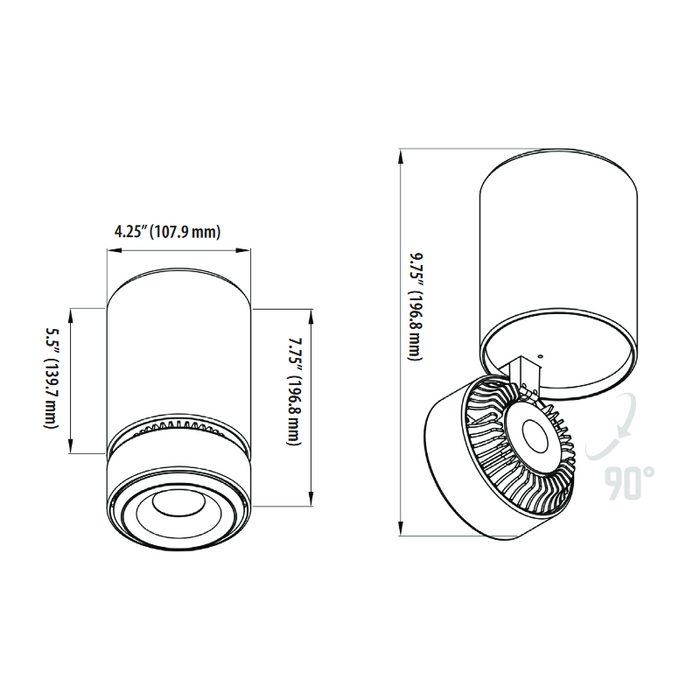 VONN VMCL000701A020 4" 20W ORBIT LED Surface Mounted Adjustable Downlight