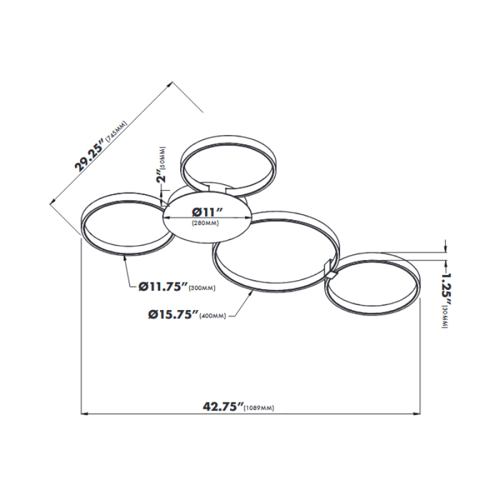 VONN VMCF41500 Capella 4-lt 43" Integrated LED Semi Flush Mount