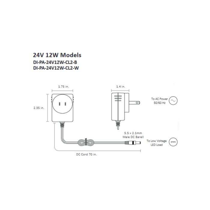 Diode LED 24V 12W Plug-In Adapter