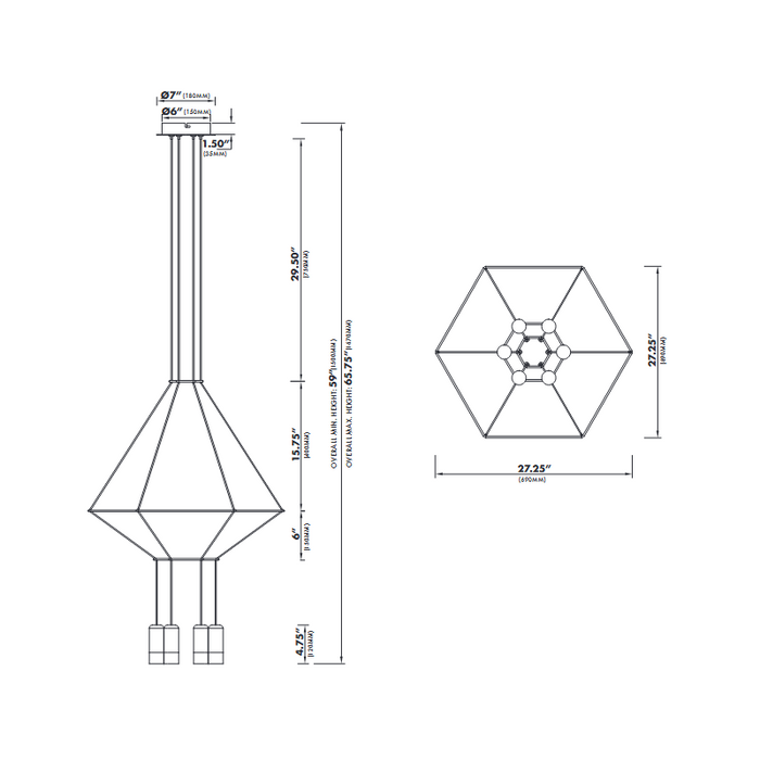 VONN VEP28106 Expression 6-lt 27" Integrated LED Pendant