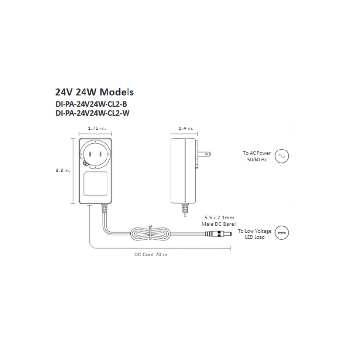 Diode LED 24V 24W Plug-In Adapter