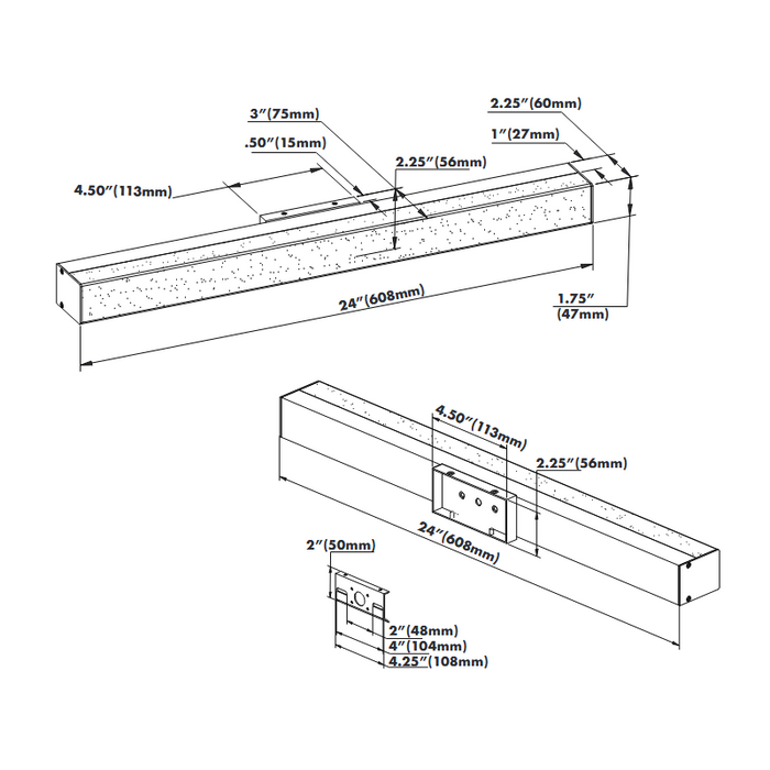 VONN VMW11700 Procyon 1-lt 24" Integrated LED Vanity Light