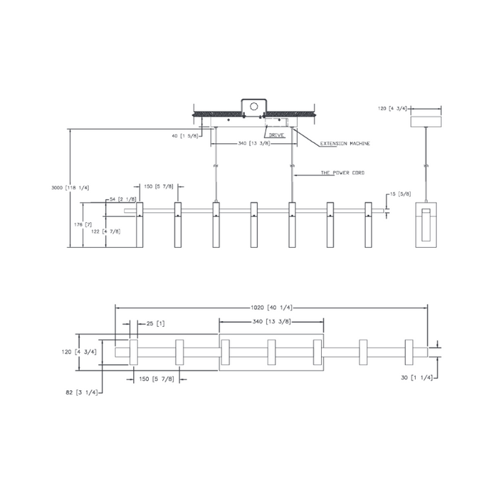 VONN VAC3137 Artisan SORRENTO 7-lt 40" LED Linear Chandelier