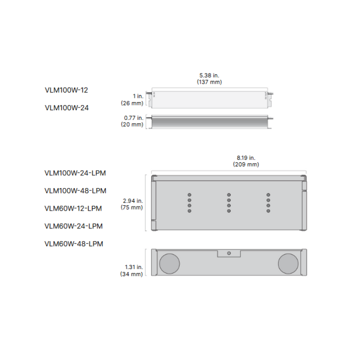 Diode LED VLM Series 24V 96W Constant Voltage LED Driver with Junction Box