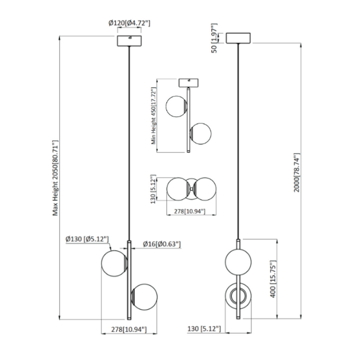 VONN VCP2202 Capri 2-lt 11" Integrated LED Pendant