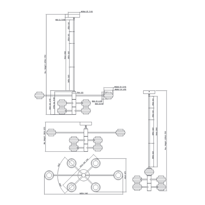 VONN VAC333RD6 Artisan Milano 6-lt 40" Integrated LED Chandelier