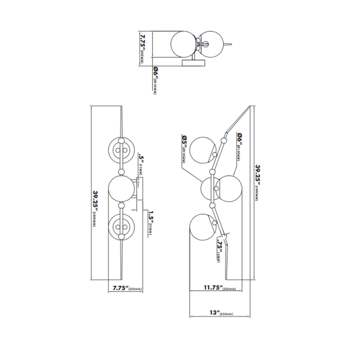 VONN VAW1123 Artisan Chianti 3-lt 39" Integrated LED Wall Sconce