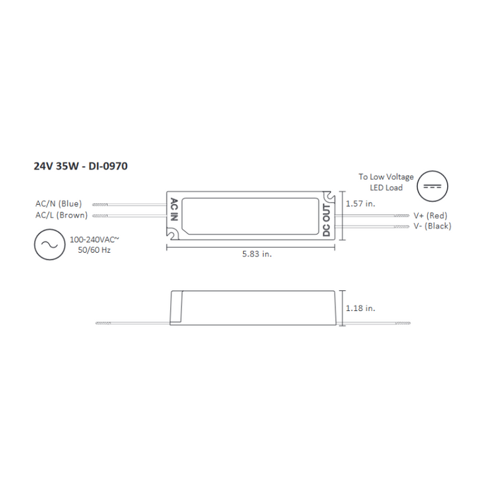 Diode LED 24V 35W Constant Voltage LED Driver with NEMA3R Junction Box