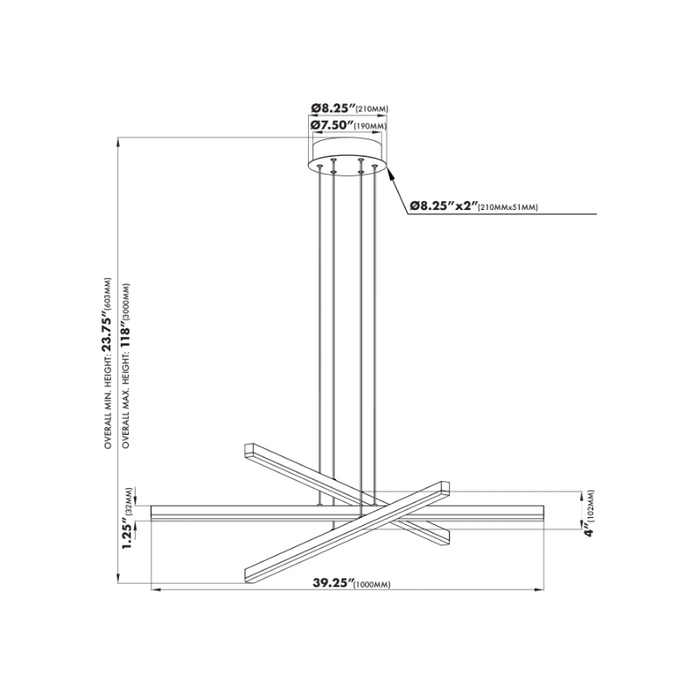 VONN VMP25030 Sirius 3-lt 39" LED Pendant