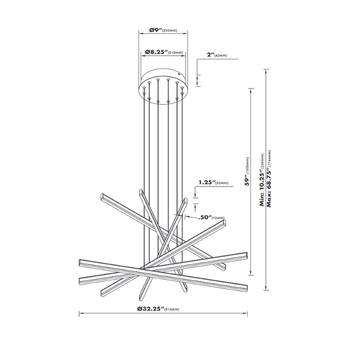 VONN VMP25060 Sirius 6-lt 32" LED Pendant